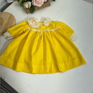 Yellow Baby Dress with Floral Collar